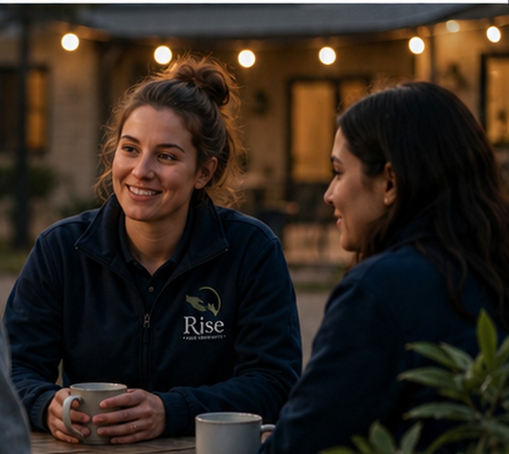 Rise Care Community support worker connecting with a young person and care team